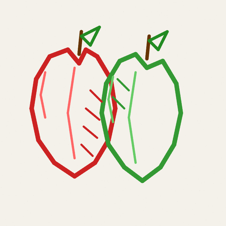 red and green apple
